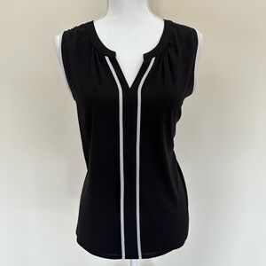 Calvin Klein Black and White Sleeveless Blouse